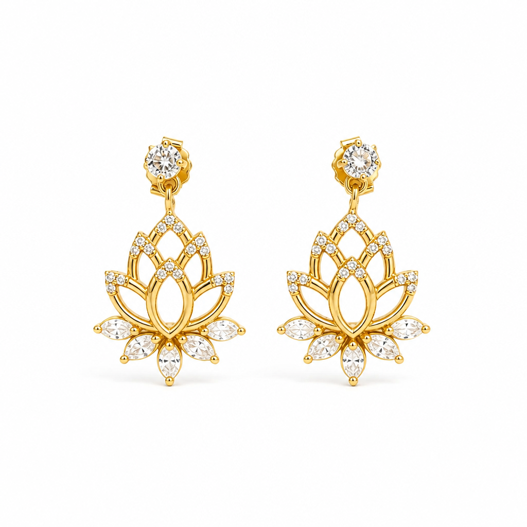 18k Lotus Earrings